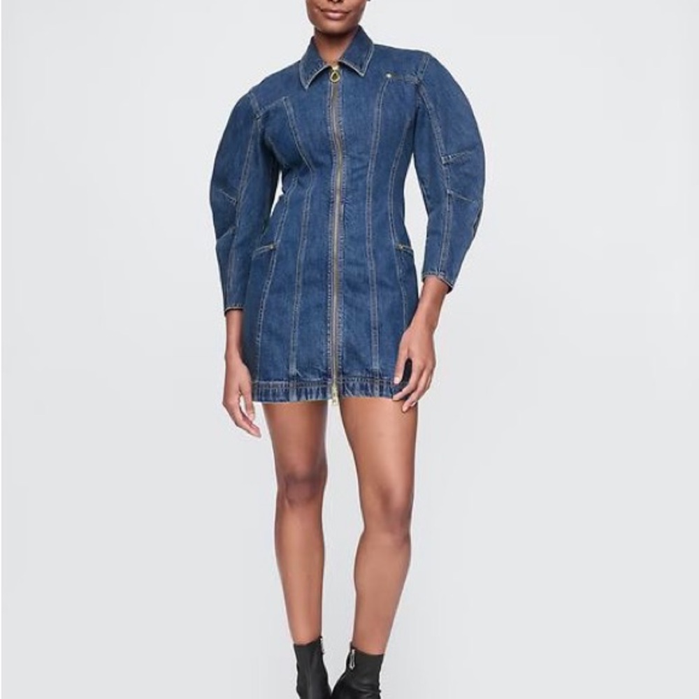 Cult Gaia Blue Puff Sleeve Mini Dress